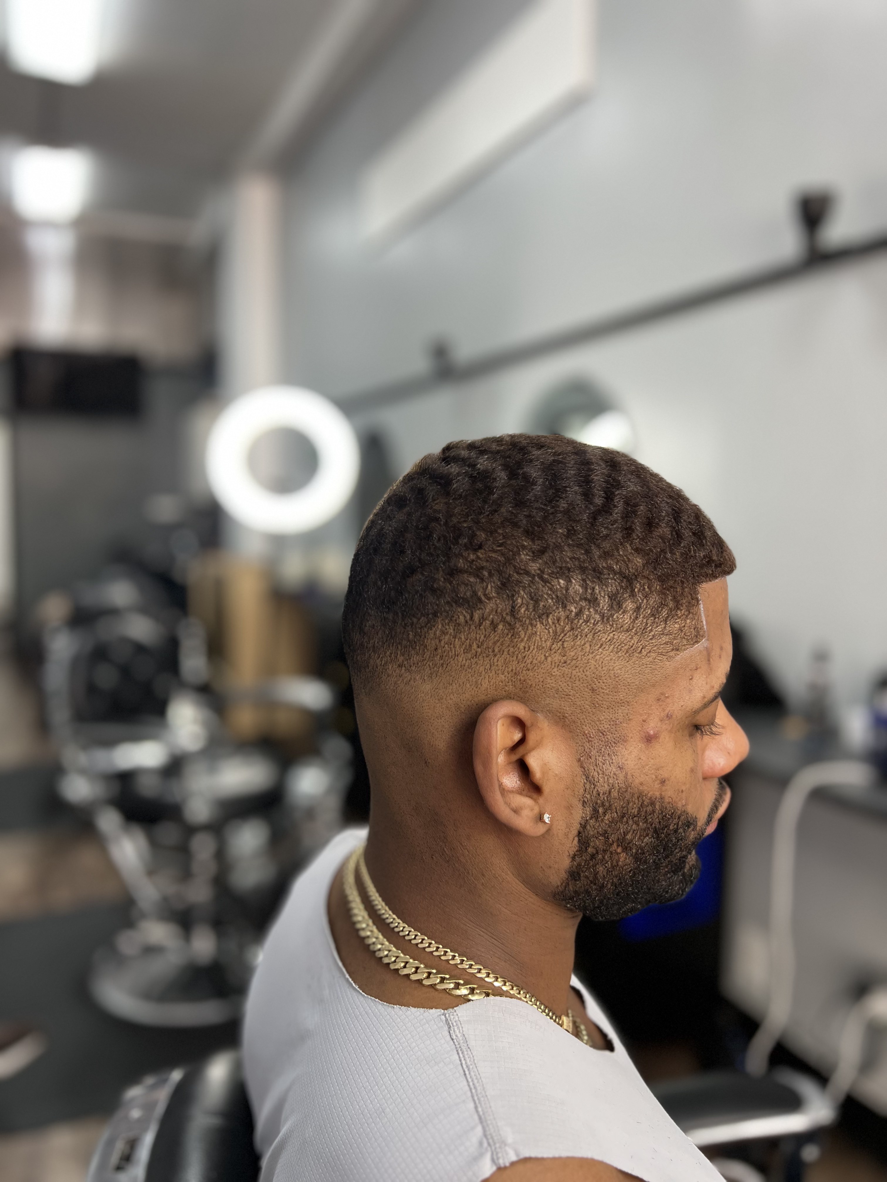 Short fade haircut at the 441 O'Farrell St barbershop