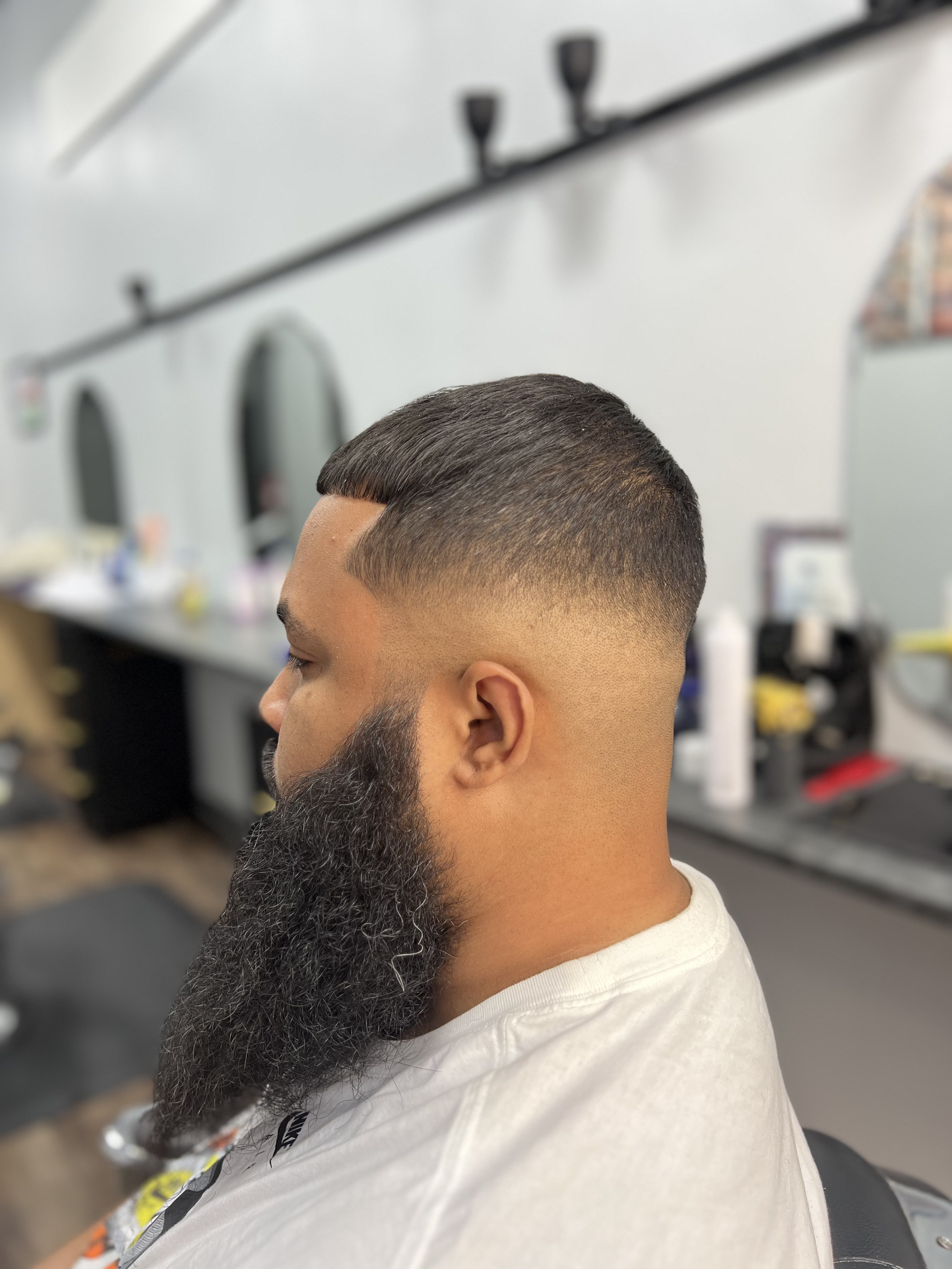 Fresh beard and fade service at Golden Beauty Barbershop on O'Farrell St